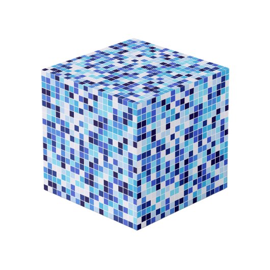 Zwembad Tegels, Blauw Mozaïek Tegels, Geometrisch  Kubus (Voorkant hoekig)