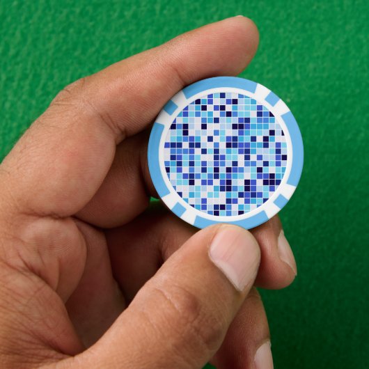 Zwembad Tegels, Blauw Mozaïek Tegels, Geometrisch  Poker Chips (Hand)