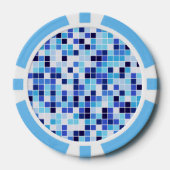 Zwembad Tegels, Blauw Mozaïek Tegels, Geometrisch  Poker Chips (Voorkant)