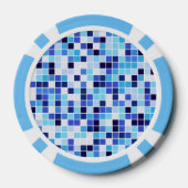 Zwembad Tegels, Blauw Mozaïek Tegels, Geometrisch  Poker Chips (Achterkant)