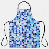 Zwembad Tegels, Blauw Mozaïek Tegels, Geometrisch  Schort (Voorkant)