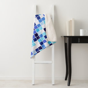Zwembad Tegels, Blauw Mozaïek Tegels, Geometrisch  Sherpa Deken