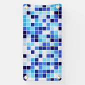 Zwembad Tegels, Blauw Mozaïek Tegels, Geometrisch  Spandoek (Verticaal)