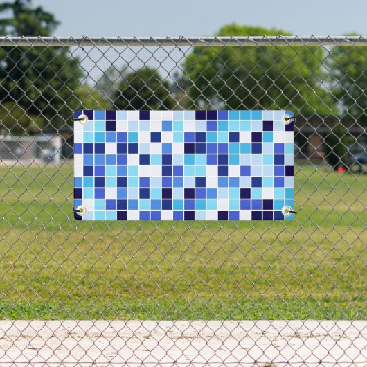 Zwembad Tegels, Blauw Mozaïek Tegels, Geometrisch  Spandoek (Insitu)