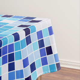 Zwembad Tegels, Blauw Mozaïek Tegels, Geometrisch  Tafelkleed