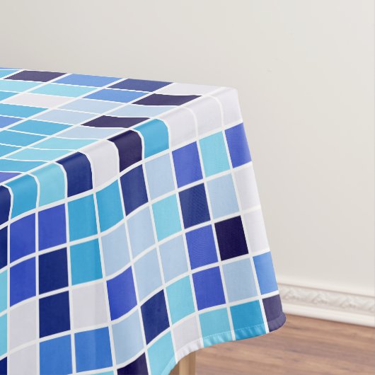 Zwembad Tegels, Blauw Mozaïek Tegels, Geometrisch  Tafelkleed (Voorbeeld)