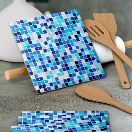 Zwembad Tegels, Blauw Mozaïek Tegels, Geometrisch  Tegeltje