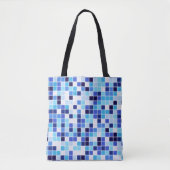 Zwembad Tegels, Blauw Mozaïek Tegels, Geometrisch  Tote Bag (Voorkant)