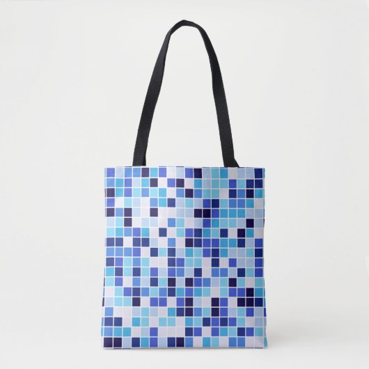 Zwembad Tegels, Blauw Mozaïek Tegels, Geometrisch  Tote Bag (Voorkant)