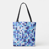 Zwembad Tegels, Blauw Mozaïek Tegels, Geometrisch  Tote Bag (Achterkant)