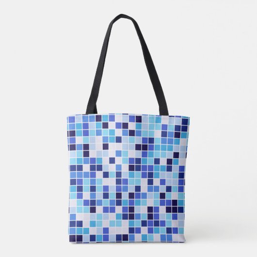 Zwembad Tegels, Blauw Mozaïek Tegels, Geometrisch  Tote Bag (Achterkant)