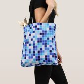 Zwembad Tegels, Blauw Mozaïek Tegels, Geometrisch  Tote Bag (Dichtbij)