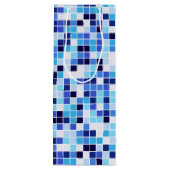 Zwembad Tegels, Blauw Mozaïek Tegels, Geometrisch  Wijn Cadeautas (Achterkant)