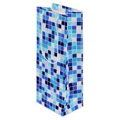 Zwembad Tegels, Blauw Mozaïek Tegels, Geometrisch  Wijn Cadeautas (Voorkant Gekanteld)