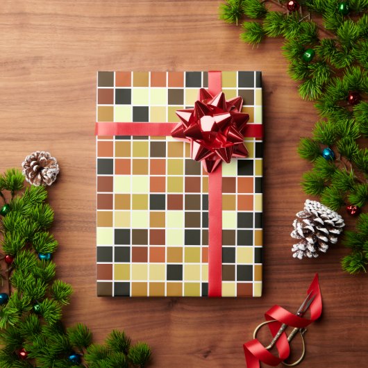 Zwembad Tegels, Bruine Mozaïek Tegels, Geometrisch Cadeaupapier (Feestdagen Geschenken)