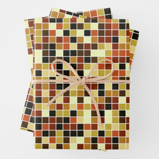 Zwembad Tegels, Bruine Mozaïek Tegels, Geometrisch Inpakpapier Vel (In situ)