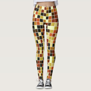 Zwembad Tegels, Bruine Mozaïek Tegels, Geometrisch Leggings