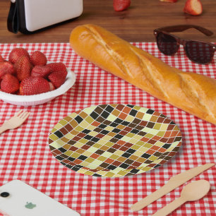 Zwembad Tegels, Bruine Mozaïek Tegels, Geometrisch Papieren Bordje