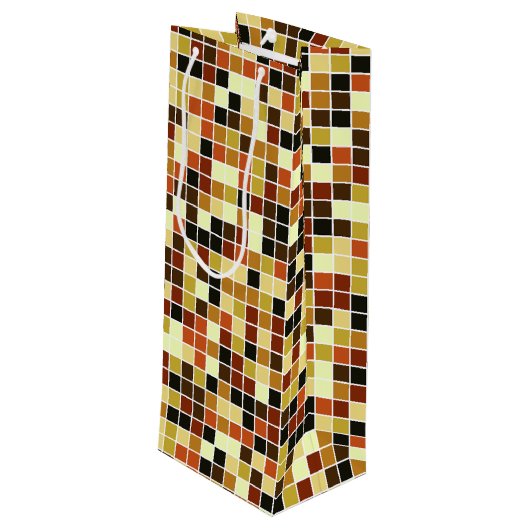 Zwembad Tegels, Bruine Mozaïek Tegels, Geometrisch Wijn Cadeautas (Achterkant Gekanteld)