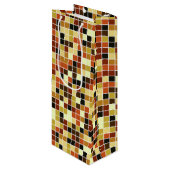 Zwembad Tegels, Bruine Mozaïek Tegels, Geometrisch Wijn Cadeautas (Voorkant Gekanteld)