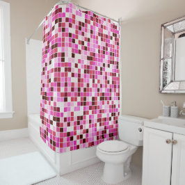 Zwembad Tegels, Roze Mozaïek Tegels, Geometrisch P Douchegordijn