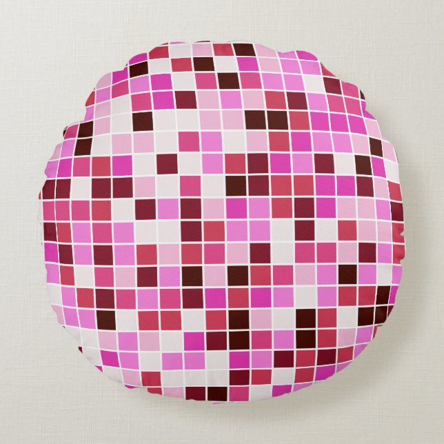 Zwembad Tegels, Roze Mozaïek Tegels, Geometrisch P Rond Kussen (Voorkant)