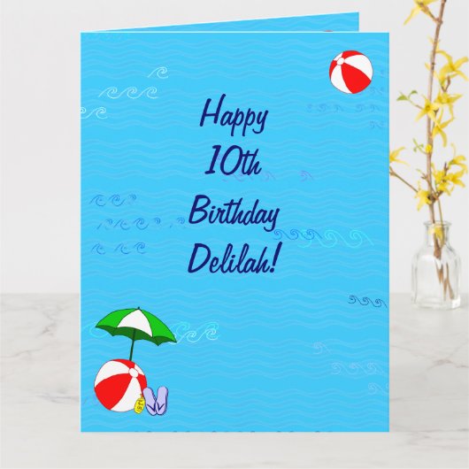 Zwembad Theme Verjaardag Kaart voor Delilah (Gele Bloem)