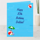 Zwembad Theme Verjaardag Kaart voor Delilah (Voorkant)