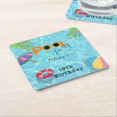 Zwembad Verjaardag Feest feest thema Kartonnen Onderzetters (Schuin)