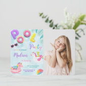 Zwembad Verjaardag uitnodiging, foto uitnodiging (Staand voorkant)