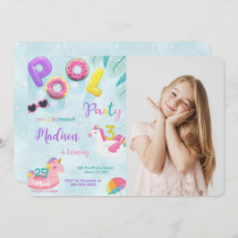 Zwembad Verjaardag uitnodiging, foto uitnodiging