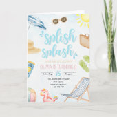 Zwembad Verjaardag Uitnodiging, Zwemmen Verjaardag (Voorkant)