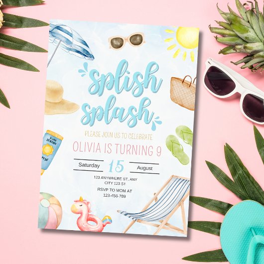 Zwembad Verjaardag Uitnodiging, Zwemmen Verjaardag