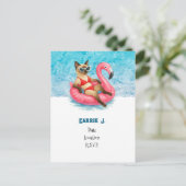 Zwembad verjaardagsfeest voor kattenliefhebbers briefkaart (Staand voorkant)