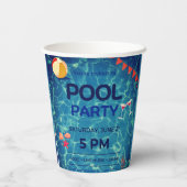 Zwembad Verjaardagsfeest Welkomstbord Papieren Bekers (Achterkant)