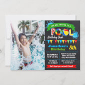 Zwembad verjaardagsfeest zomer bash krijtbord foto kaart (Voorkant)
