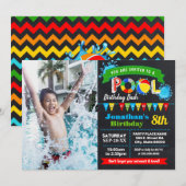 Zwembad verjaardagsfeest zomer bash krijtbord foto kaart (Voorkant / Achterkant)