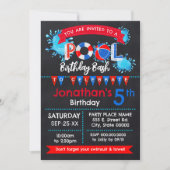 Zwembad Verjaardagsfeestje Bash Rood Wit Blauw Kaart (Voorkant)