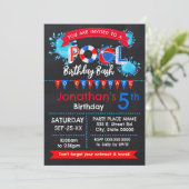 Zwembad Verjaardagsfeestje Bash Rood Wit Blauw Kaart (Staand voorkant)