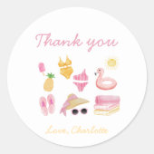 Zwembad verjaardagsfeestje gast gunst ronde sticker (Voorkant)