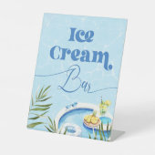 Zwembad verjaardagsfeestje Ice Cream Bar Reclamebord Met Voetstuk (Voorkant)