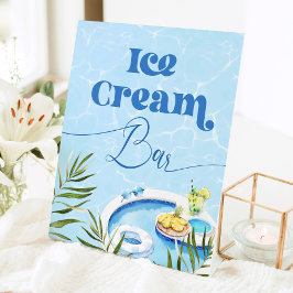 Zwembad verjaardagsfeestje Ice Cream Bar Reclamebord Met Voetstuk