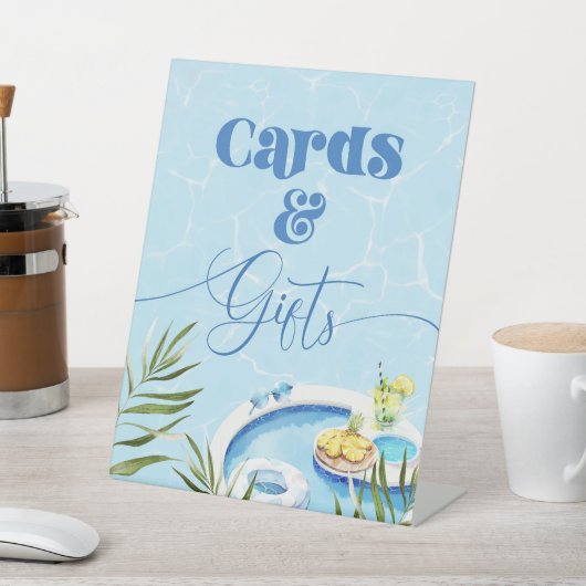 Zwembad verjaardagsfeestje Kaarten en geschenken Reclamebord Met Voetstuk (Insitu)