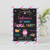 Zwembad Verjaardagsfeestje Meisje Kaart (Staand voorkant)