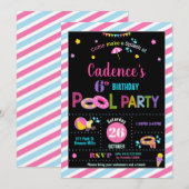 Zwembad Verjaardagsfeestje Meisje Kaart (Voorkant / Achterkant)