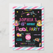 Zwembad Verjaardagsfeestje Meisje Zomer Strandzwem Kaart (Voorkant)