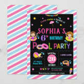 Zwembad Verjaardagsfeestje Meisje Zomer Strandzwem Kaart (Voorkant / Achterkant)