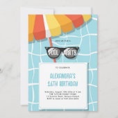 Zwembad Verjaardagsfeestje Modern Cool Tiener Zoet Kaart (Voorkant)