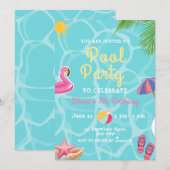 Zwembad Verjaardagsfeestje, Zwembad Kinder Zwemfee Kaart (Voorkant / Achterkant)