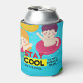 Zwembad Verjaardagsuitnodigingen Zwemmen kinder Fe Blikjeskoeler (Blikje Voorkant)